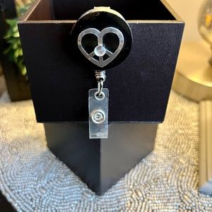 Heart Peace Sign Retractable Badge Holder